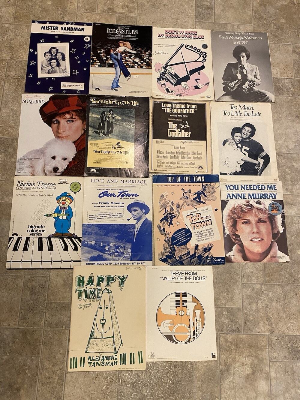 Lot 16 Vintage Piano Sheet Music - Godfather Brown Eyes Blue Valley Of The Dolls
